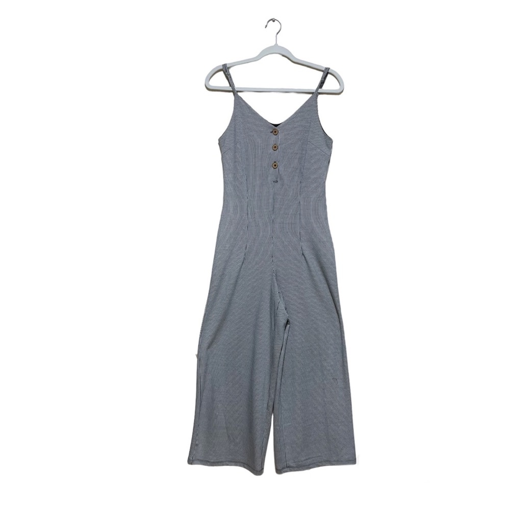 Black Gray EUC Knitted Spaghetti Straps Jumpsuit Size Small/Medium